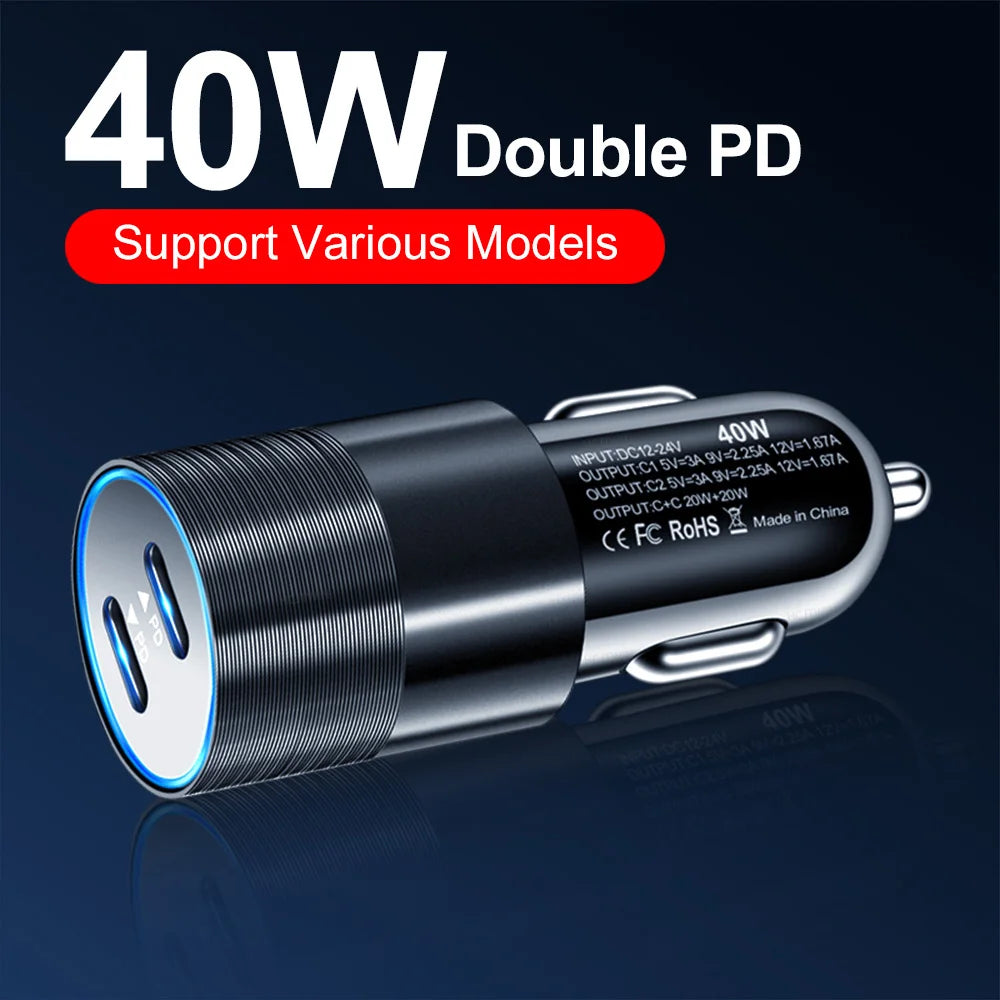Cargador de Coche Dual PD 40W